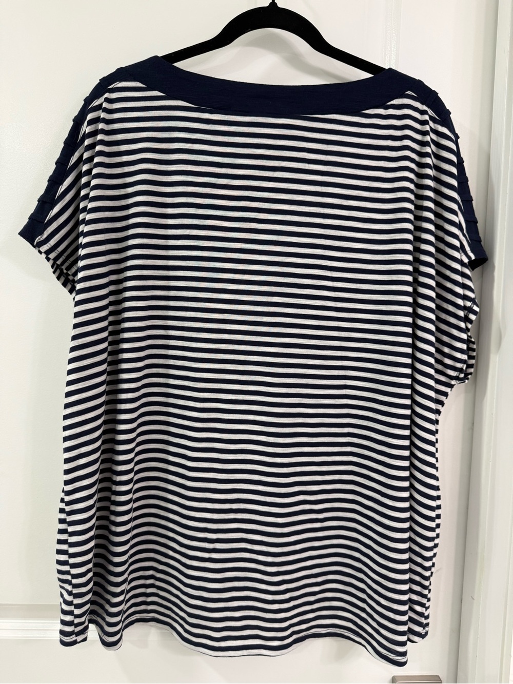Cable & Gauge Navy and White Striped Short Sleeve Top - Picture 3 of 7